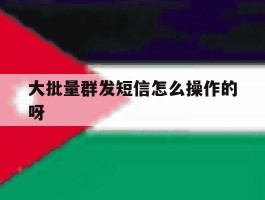 大批量群发短信怎么操作的呀