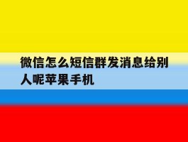 包含微信怎么短信群发消息给别人呢苹果手机的词条