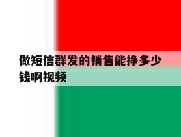 做短信群发的销售能挣多少钱啊视频
