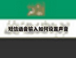 短信语音输入如何设置声音