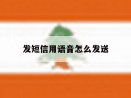 发短信用语音怎么发送