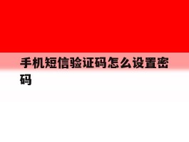 手机短信验证码怎么设置密码