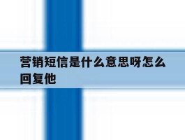 营销短信是什么意思呀怎么回复他