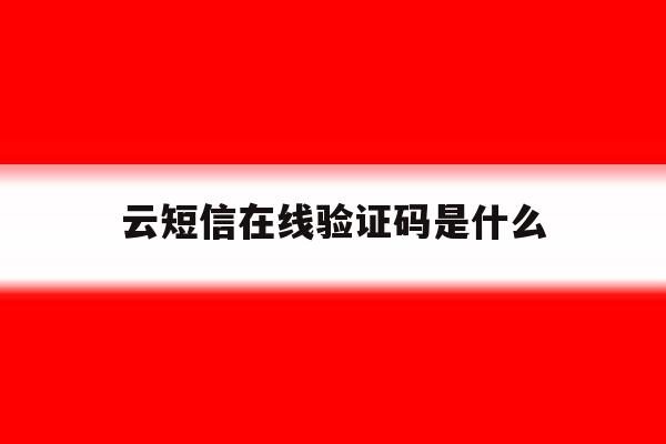 云短信在线验证码是什么 云短信在线验证码是什么