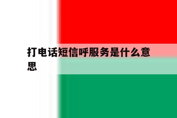 打电话短信呼服务是什么意思 打电话短信呼服务是什么意思